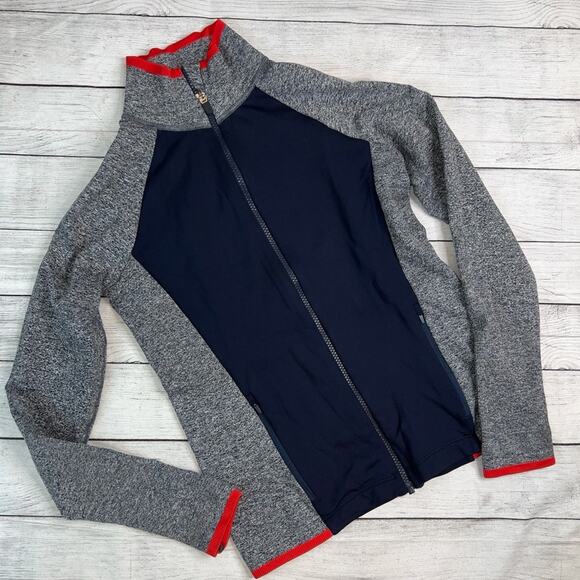 Athleta Women's Andes Full Zip Hybrid Jacket Navy Gray Heather Size Small - Picture 1 of 9